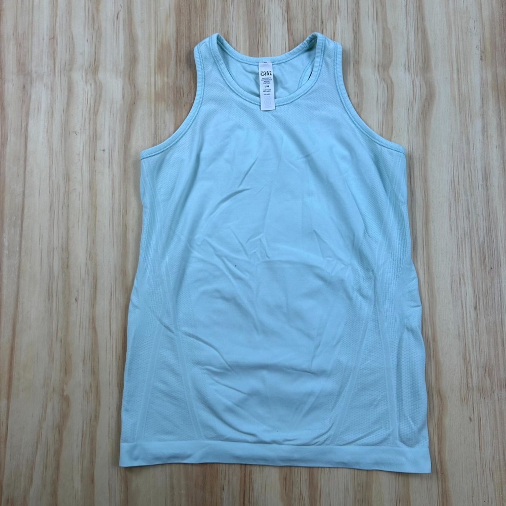 Athleta‎ Tank Top Girls Large Blue Racerback Ribbed Stretch Performance Workout